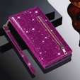 Flip case for Samsung Galaxy A36 5G, Wallet Zipper Pocket Glittery, purple