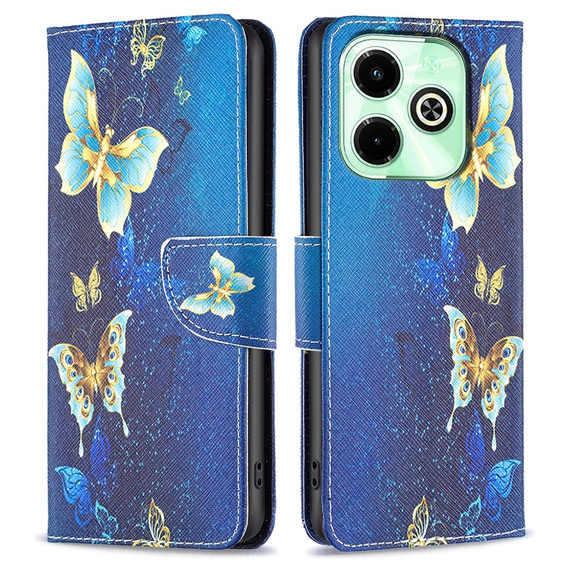 Flip case for Infinix Hot 40i, Wallet, Butterflies blue