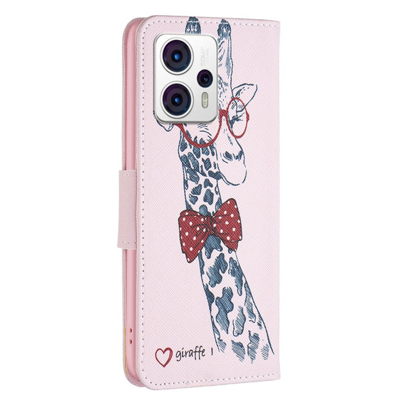 Flip case for Motorola Moto G53 5G / G23 / G13, Wallet, giraffe, pink