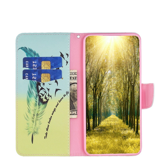 Flip case for Motorola Moto G53 5G / G23 / G13, Wallet, feather, blue