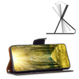 Flip case for Samsung Galaxy A15, Wallet Litchi Leather, black + 9H glass