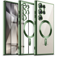 Case for Samsung Galaxy S24 Ultra, Electro MagSafe, green + Full Glue Ceramic Glass