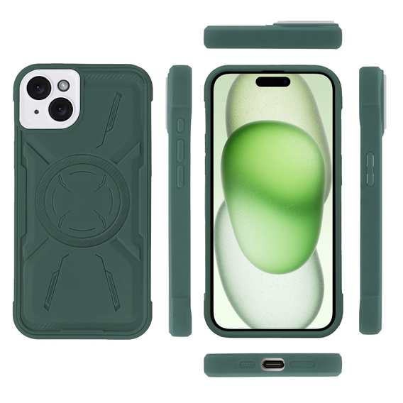 Case for iPhone 15, ERBORD Armor Mag, green