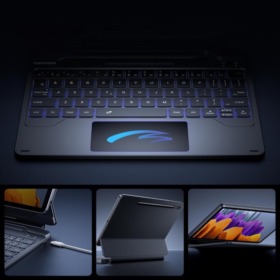 Keyboard case for Samsung Galaxy Tab S9 / S9 FE, Dexnor Magnetic Keyboard Touchpad, black