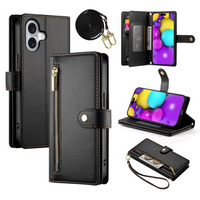 Flip case for iPhone 16 Plus, Wallet Zipper Pocket, black
