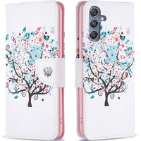 Flip case for Samsung Galaxy M34, Wallet, colorful tree, white