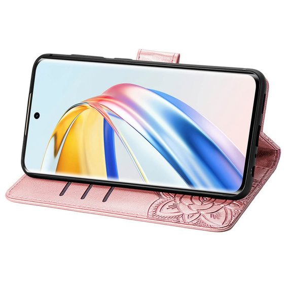 Flip case for Honor Magic 6 Lite 5G, Butterfly, pink rose gold