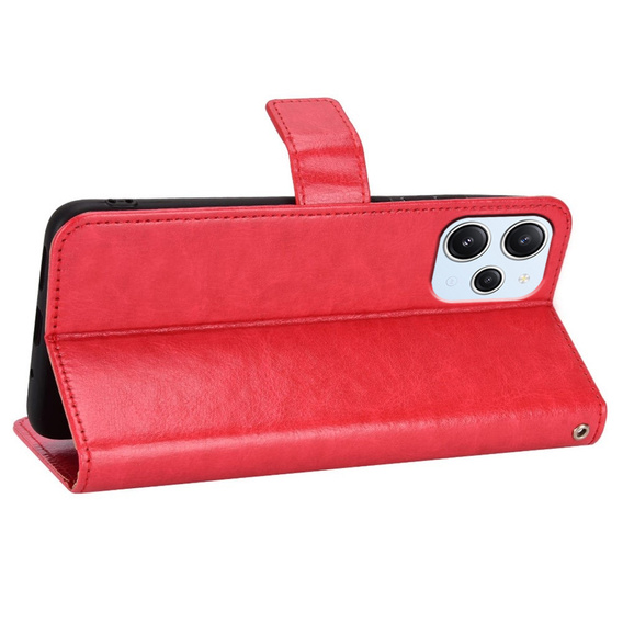 Flip case for Xiaomi Redmi 12, Crazy Horse Wallet, red