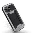 Case for iPhone 13, R-JUST CamShield Slide, armoured, silver / black