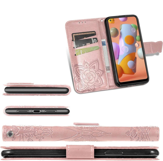 Flip case for Oppo A40 / Oppo A40m, Butterfly, pink rose gold