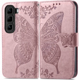 Flip case for Infinix Hot 50 4G, Butterfly, pink rose gold
