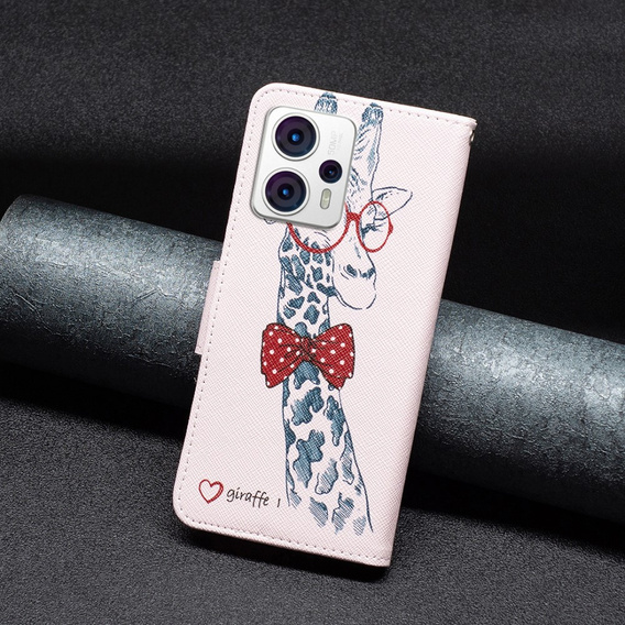 Flip case for Motorola Moto G53 5G / G23 / G13, Wallet, giraffe, pink