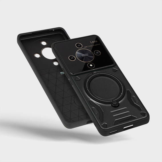 Armored Case for Honor Magic 6 Lite 5G, Magnetic Ring, black