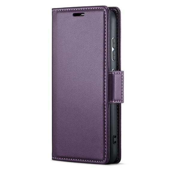Case for Oppo Reno 14, ERBORD Glossy Litchi, wallet with flap, purple