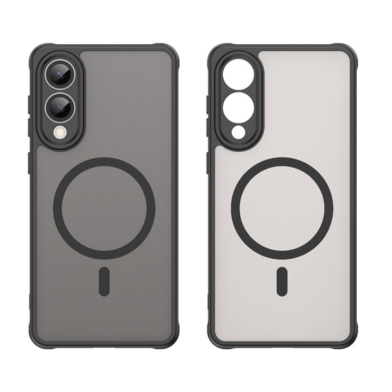 Case for Samsung Galaxy S25 Edge, Kickstand Matt Case, for MagSafe, black + Screen protector