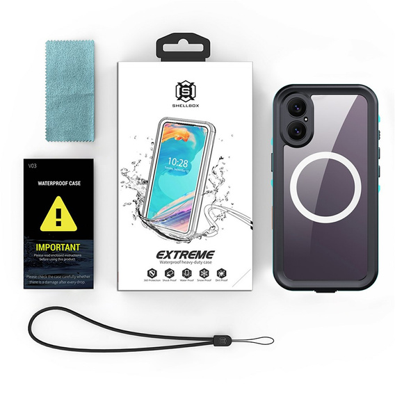 Case for iPhone 17, Waterproof IP68, SHELLBOX MagSafe, black