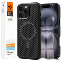 The Spigen Case for iPhone 16 Pro Max, Core Armor MagSafe, black + 9H Tempered Glass