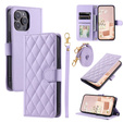 Flip case for iPhone 16 Pro Max, Rhombus Crossbody Leather, purple