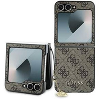 GUESS Case for Samsung Galaxy Z Flip7 FE / Z Flip6, 4G Charms Collection Hardcase, brown