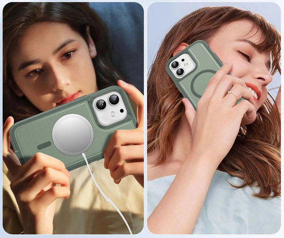 Case with frame for iPhone 11, for MagSafe, green