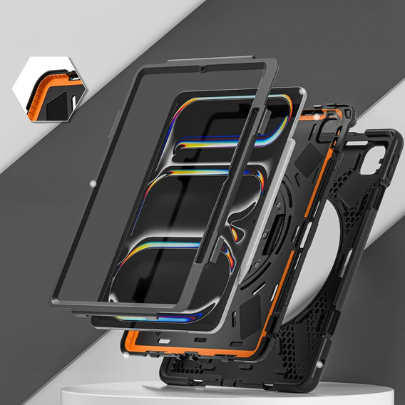 Armored Case for Apple iPad Pro 13" 7 gen. 2024 (A2925, protective 360 with stylus slot, black