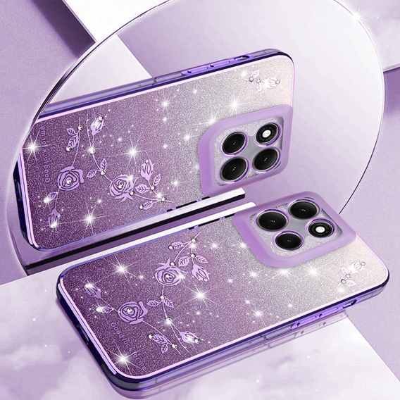 Case for Motorola Moto G56 5G, Glitter Flower, purple