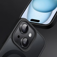 Case for iPhone 15, for MagSafe, ERBORD Matt Case, black + Screen Glass