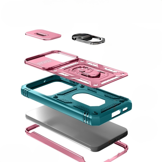 Case for Samsung Galaxy S23 Plus, CamShield Slide, pink / green