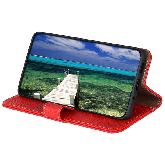 KHAZNEH RFID case for OnePlus 12R, Litchi Texture, red