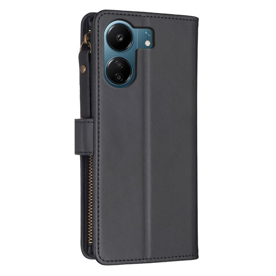 Flip case for Xiaomi Redmi 13C / Poco C65, Wallet Zipper Pocket, black