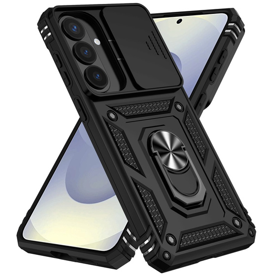 Armoured case with stand and lens cover for Samsung Galaxy S26 Plus, black