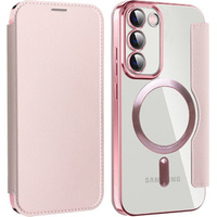 Flip case for Samsung Galaxy S23, Wallet, MagSafe, pink rose gold