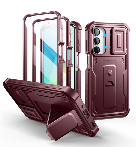 Armored case for Samsung Galaxy A16, Dexnor Full Body (Two Frames), red