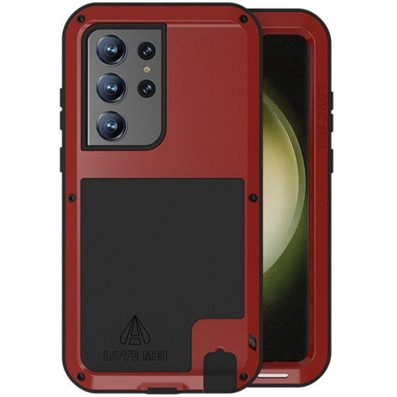 Love Mei Case for Samsung Galaxy S23 Ultra, armored without glass, red