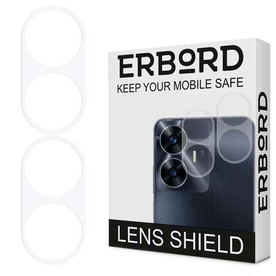 2x ERBORD tempered glass for camera to Realme C55, transparent