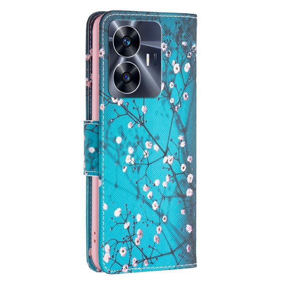 Flip case for Realme C55, Wallet, Sakura, blue