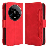 Flip case for Xiaomi 14 Ultra, Card Slot, red