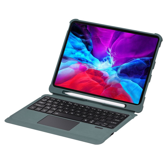 Case + keyboard iPad Air 10.9 4 2020 / 5 2022, TouchPad Pen Slot, green