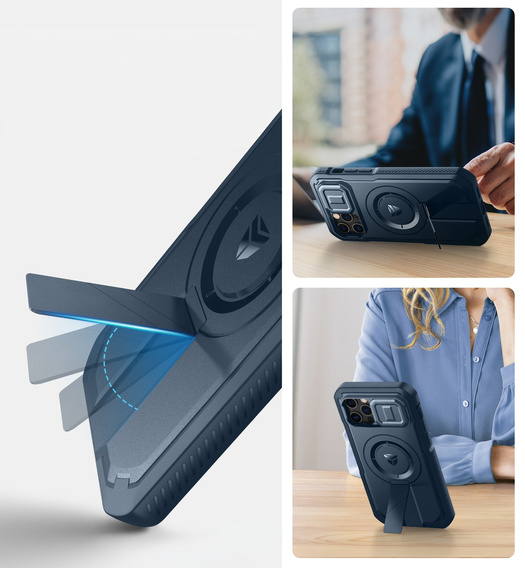 Armored case for iPhone 12 / iPhone 12 Pro, Dexnor CamProtect MagSafe, dark blue (Two frames)