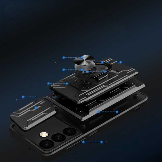 Armored case for Samsung Galaxy S24, Camera Slide Card Slot, black