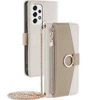 Flip case for Samsung Galaxy A53 5G, Wallet Zipper Pocket, with mirror, white