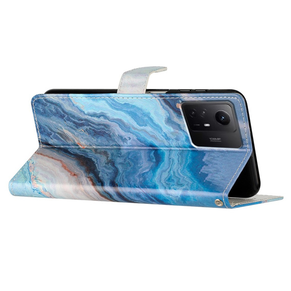 Flip case for Xiaomi Redmi Note 12S, Wallet Marble, blue