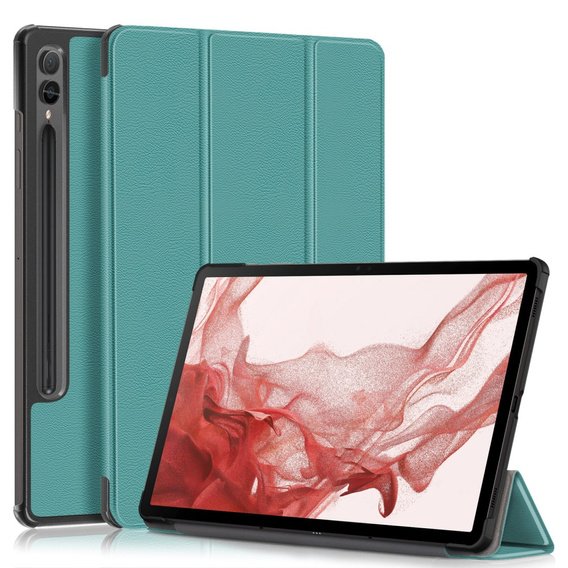 Case for Samsung Galaxy Tab S9 Plus, Smartcase with stylus space, green