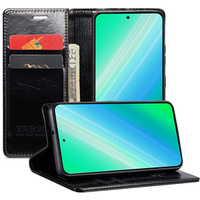 Flip case for Samsung Galaxy S23, ERBORD Waxy Wallet, black