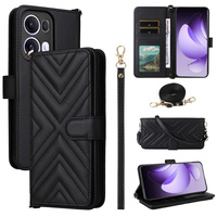 Crossbody Leather Wallet flip case for Oppo Reno 13 Pro 5G, black