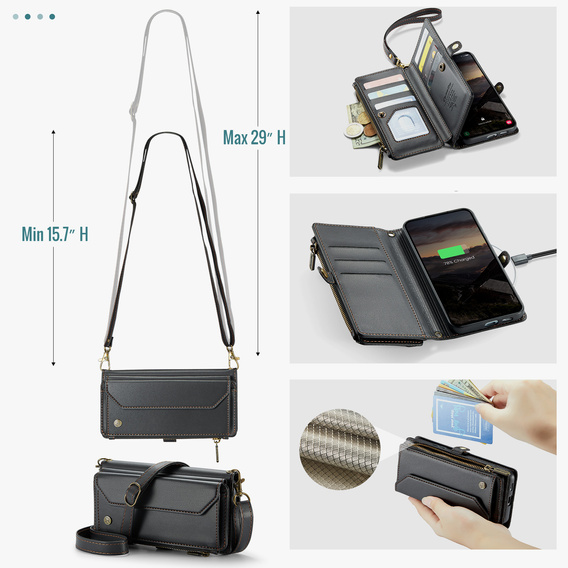 CASEME RFID Leather Wallet Case for Samsung Galaxy S26, black