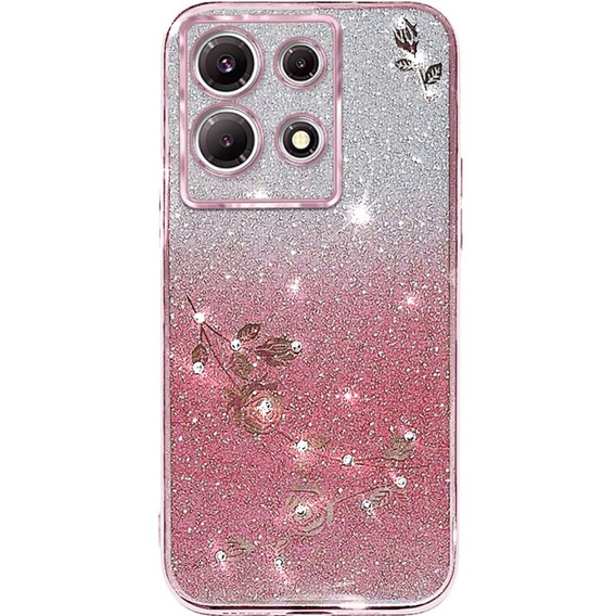 Case for Infinix Note 30 5G, Glitter Flower, pink rose gold