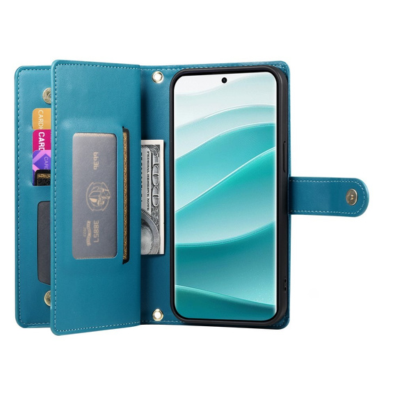 Flip case for Xiaomi Redmi Note 14 Pro 5G / Poco X7 5G, Wallet Zipper Pocket, blue