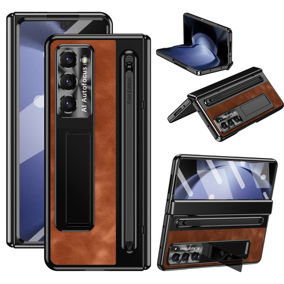 Leather+PC case with stand, screen protector and stylus for Samsung Galaxy Z Fold6 5G
