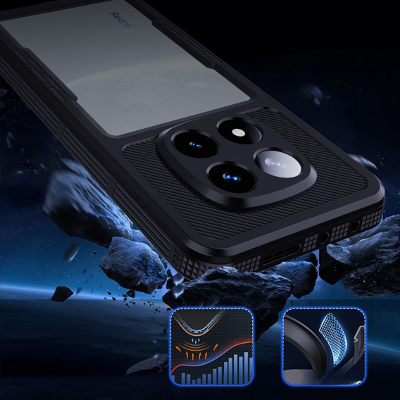 IP68 Waterproof Case for Xiaomi Redmi Note 14 Pro 5G, Redpepper, black